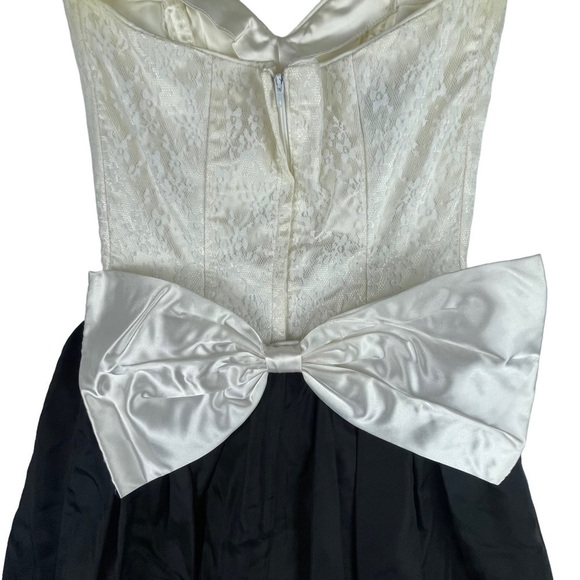 GUNNE SAX VINTAGE STRAPLESS SWEETHEART BASQUE WAIST BOW BACK 80S PROM DRESS - Picture 9 of 13